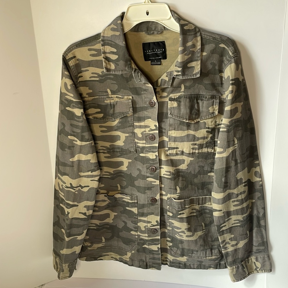 Sanctuary Women's Camouflage Utility Jacket in Green and Tan